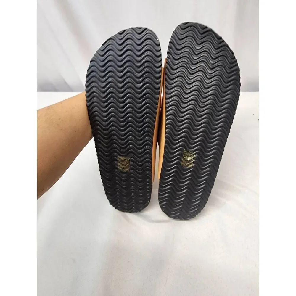 Torotto Mens EU 43 US 9.5-10 Slides Cork Open Toe Adjustable Webbing Flat Sandal